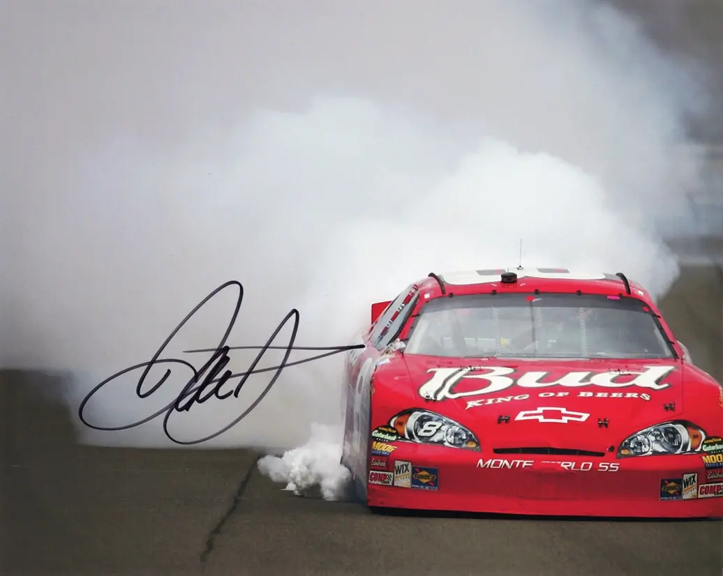 Autographed Dale Earnhardt Jr. #8 Budweiser Race Win Burnout (Victory Celebration) Signed 8X10 Inch Picture Nascar Glossy Photo With Coa 1