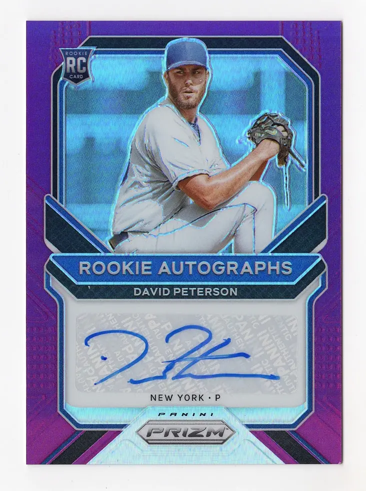 David Peterson 2021 Panini Prizm Baseball Rookie Purple Prizm Autograph Signed Collectible Insert Trading Card #26/50 (Only 50 Made) 1