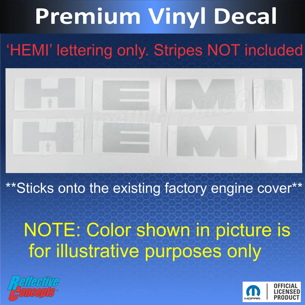 Hemi Lettering Engine Cover Decals - 09-23 Challenger R/T 3