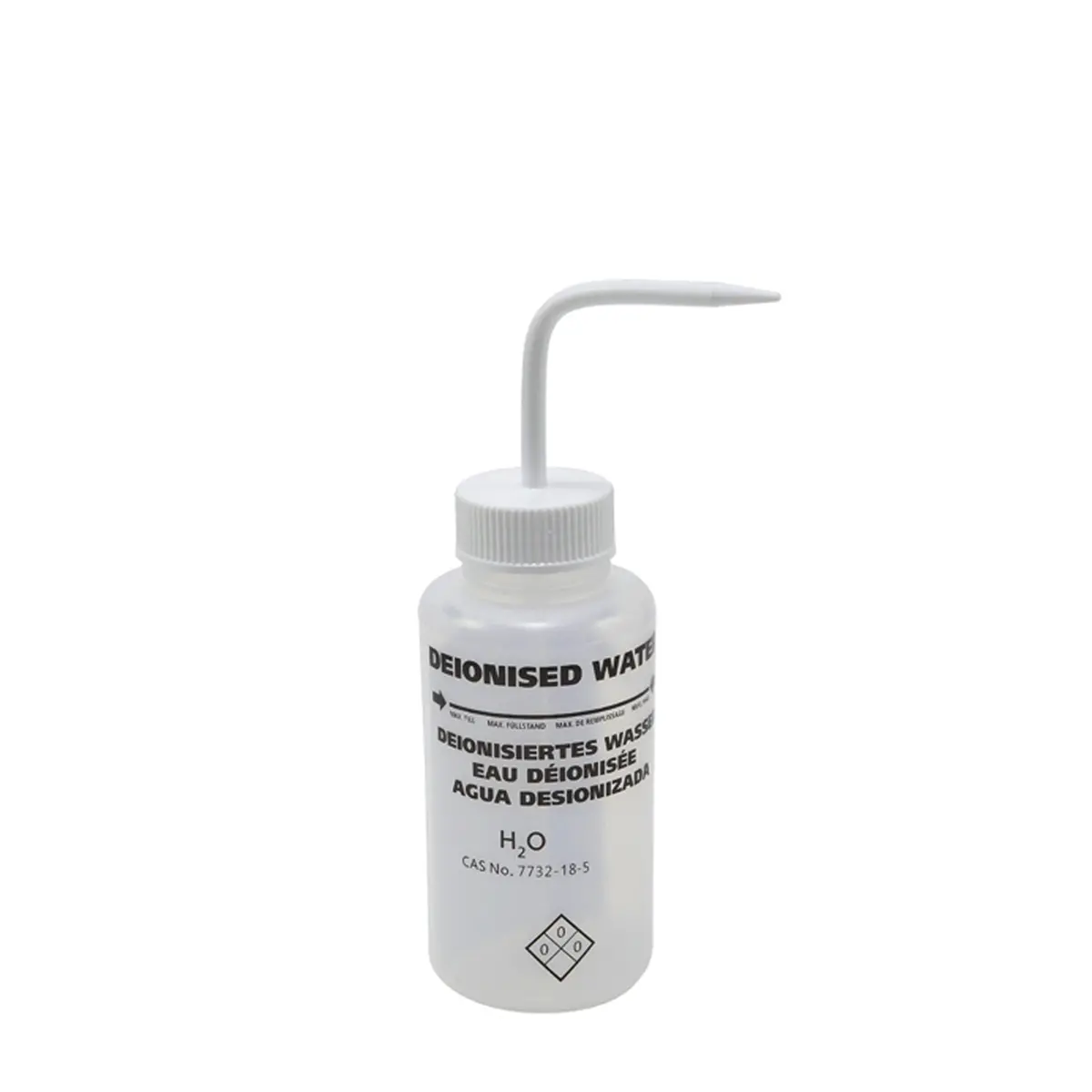 Wash Bottle, Wide Neck, Non-Venting, Printed 'Deionised/Distilled Water', 500Ml 1