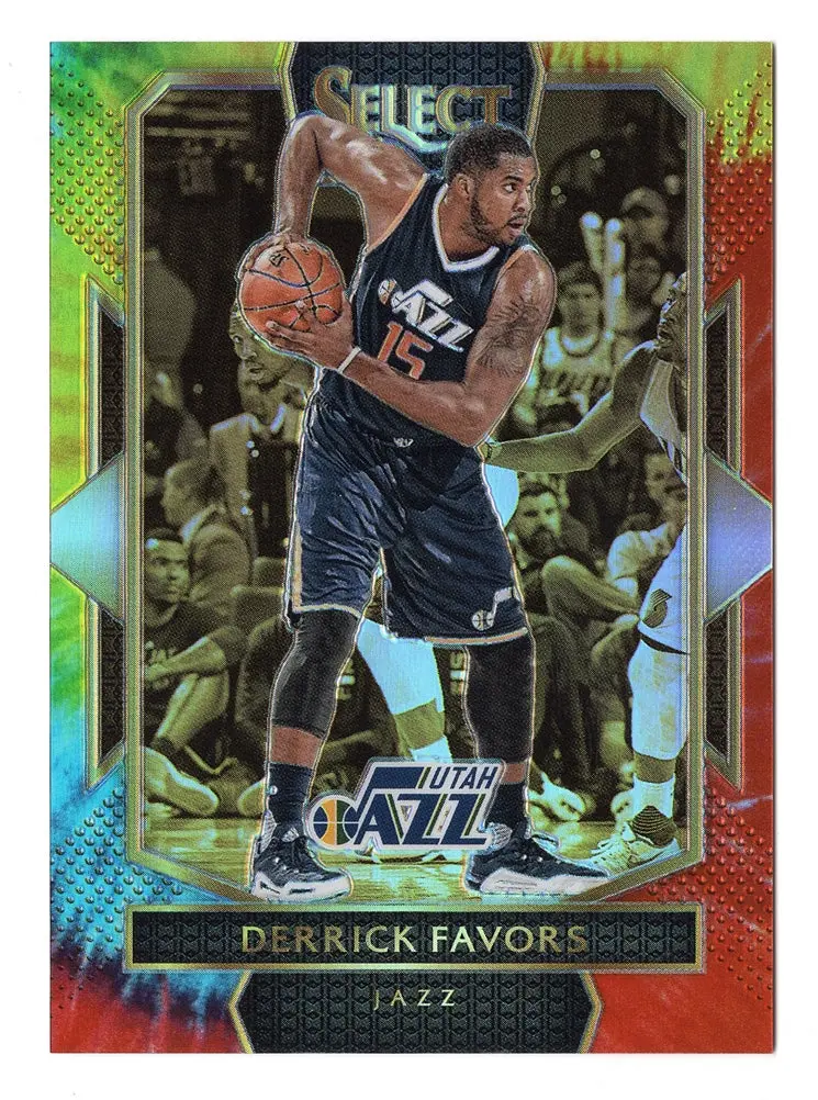 Derrick Favors 2016-17 Panini Select Basketball Tie-Dye Prizm Collectible Insert Trading Card #14/25 (Only 25 Made) 1