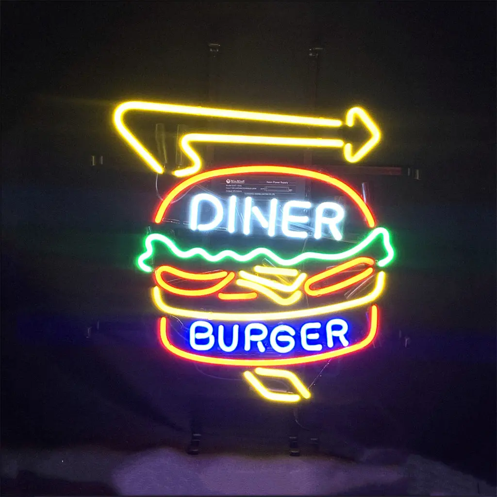 Diner Burger Turn Right Arrow Neon Signs 1
