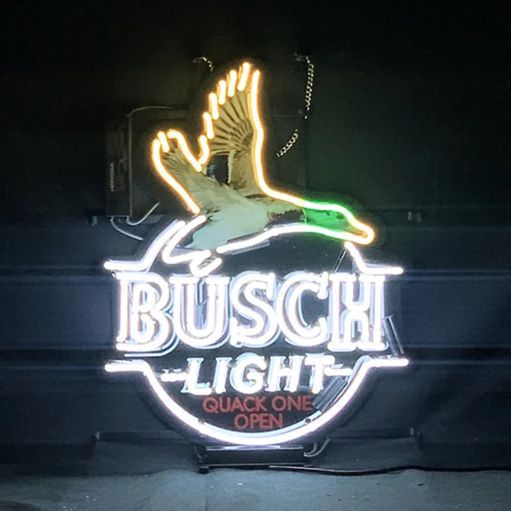 White Busch Light Flying Duck Quack One Open Neon Signs 1
