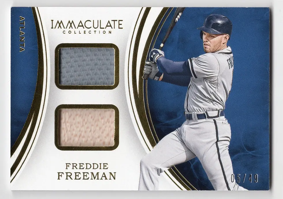 Freddie Freeman 2016 Panini Immaculate Collection Dual Jersey / Bat Relic (Game-Used Memorabilia) Baseball Card #05/49 1