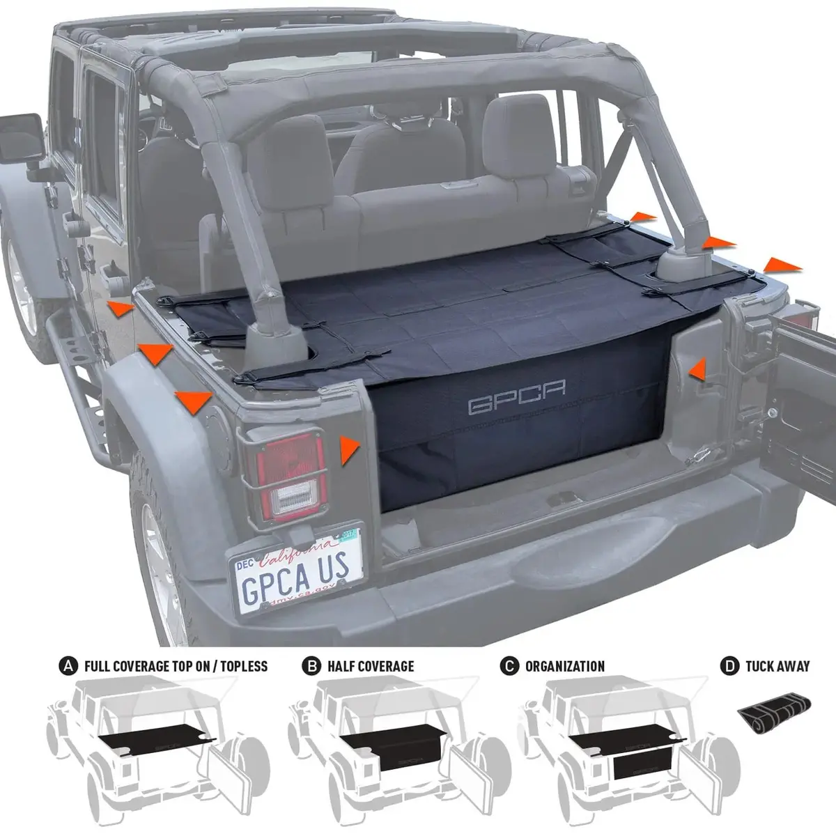 Gpca Jeep Wrangler Jk 4Dr Cargo Cover Pro Freedom Pack (2007-2018) 1