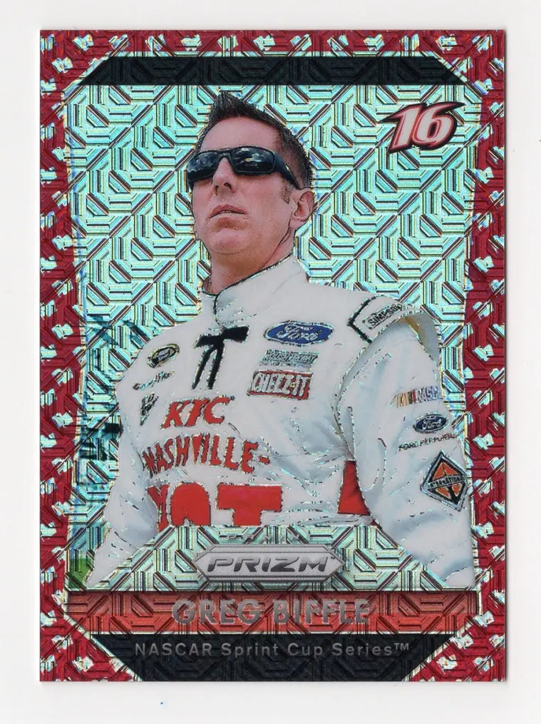 Greg Biffle 2016 Panini Prizm Racing (Kfc Nashville Hot Chicken) Red Flag Prizm #27/75 Signed Nascar Insert Trading Card With Coa (Only 75 Produced) 1