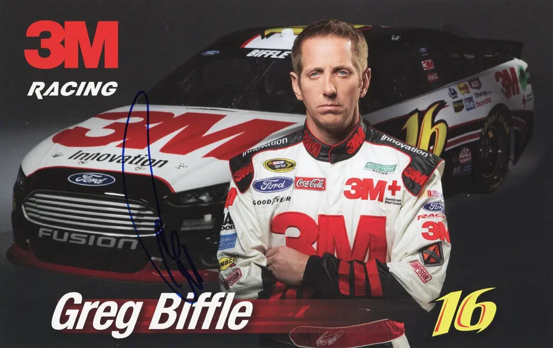 Autographed 2014 Greg Biffle #16 3M Racing Team (Roush) Signed 5X7 Inch Nascar Hero Card With Coa 1