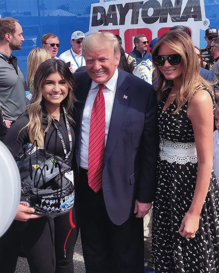 Autographed Hailie Deegan 2020 Daytona 500 Race President Donald Trump & Melania Signed 8X10 Inch Picture Nascar Glossy Photo With Coa 1