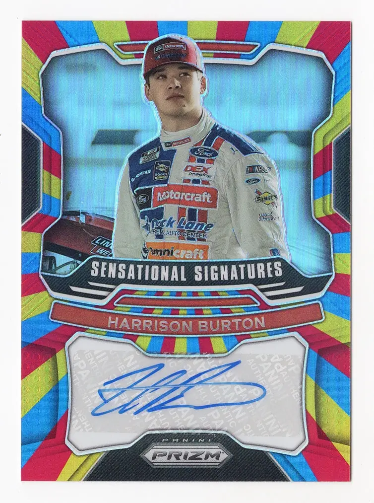 Harrison Burton 2022 Panini Prizm Racing Rainbow Prizm Autograph Rare Signed Nascar Collectible Insert Trading Card #22/24 (Only 24 Made!) 1