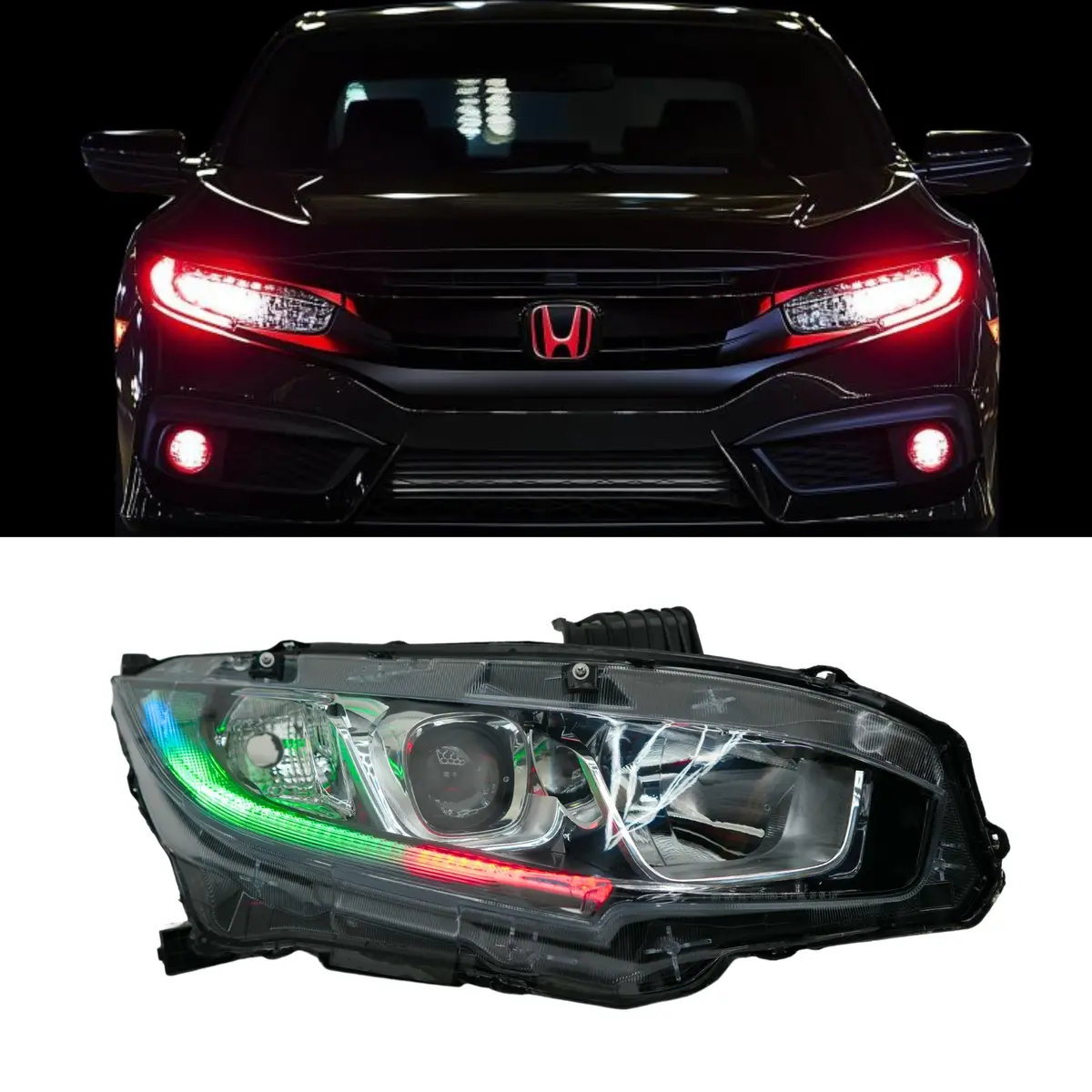 Honda Civic Multicolor Flow Series Drl Boards (2016-2021) 1