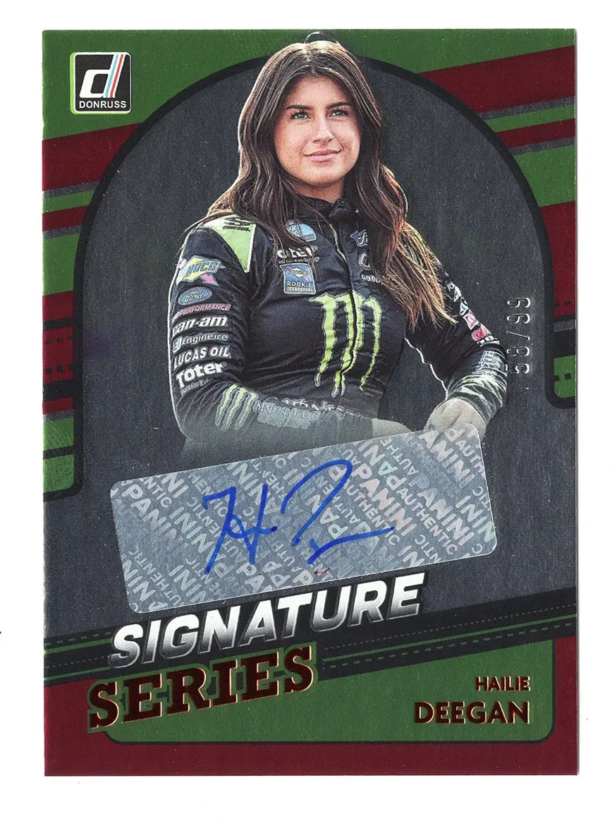 Autographed Hailie Deegan 2022 Donruss Racing Signature Series Rare Signed Red Parallel Nascar Collectible Insert Trading Card With Coa #58/99 1