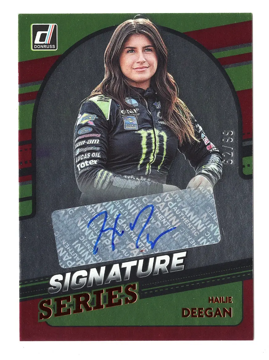 Autographed Hailie Deegan 2022 Donruss Racing Signature Series Rare Signed Red Parallel Nascar Collectible Insert Trading Card With Coa #58/99 1