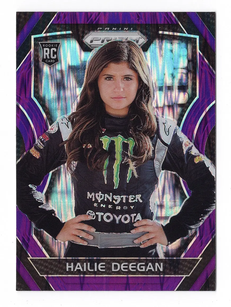 Hailie Deegan 2018 Panini Prizm Racing Purple Flash Prizm Refractor Rare Nascar Collectible Insert Official Rookie Trading Card 1