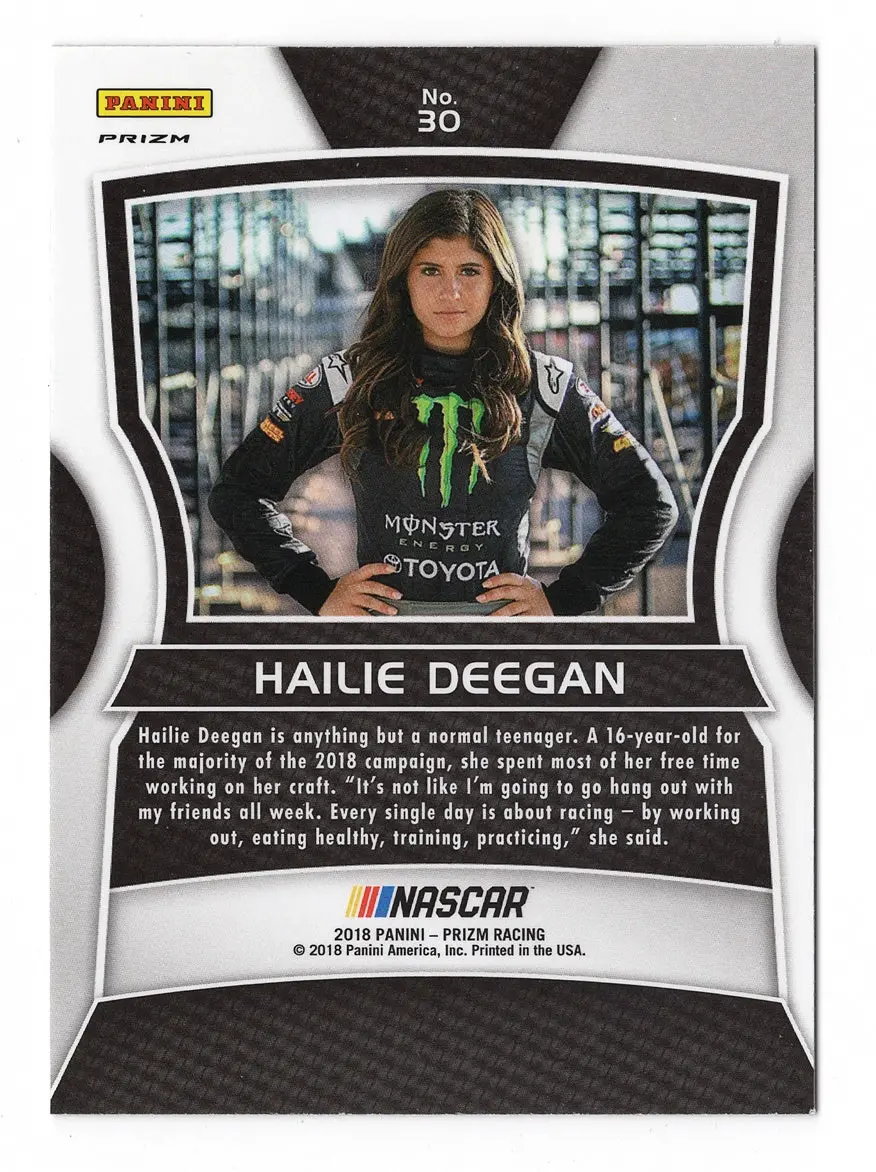 Hailie Deegan 2018 Panini Prizm Racing Purple Flash Prizm Refractor Rare Nascar Collectible Insert Official Rookie Trading Card 2
