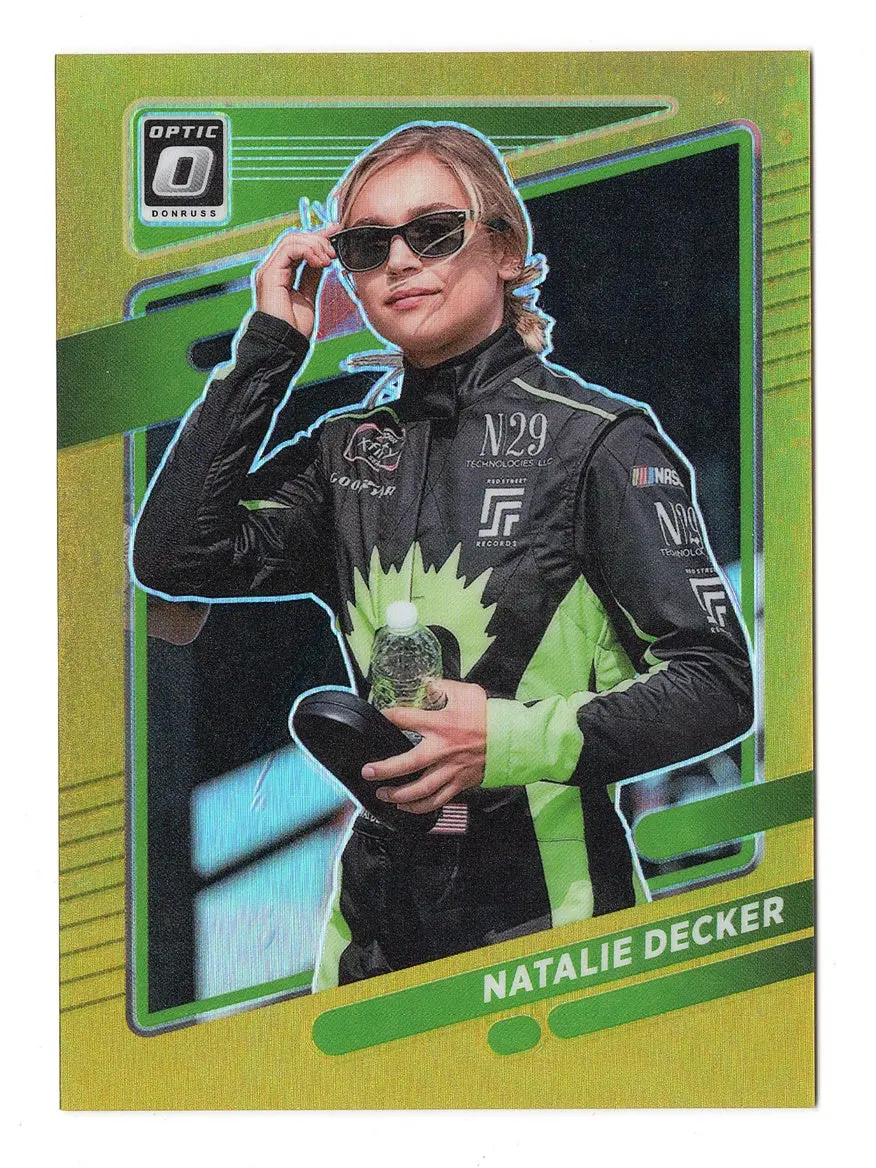 Natalie Decker 2022 Donruss Optic Racing Gold Prizm Parallel Rare Nascar Collectible Short Print Insert Trading Card #08/10 1
