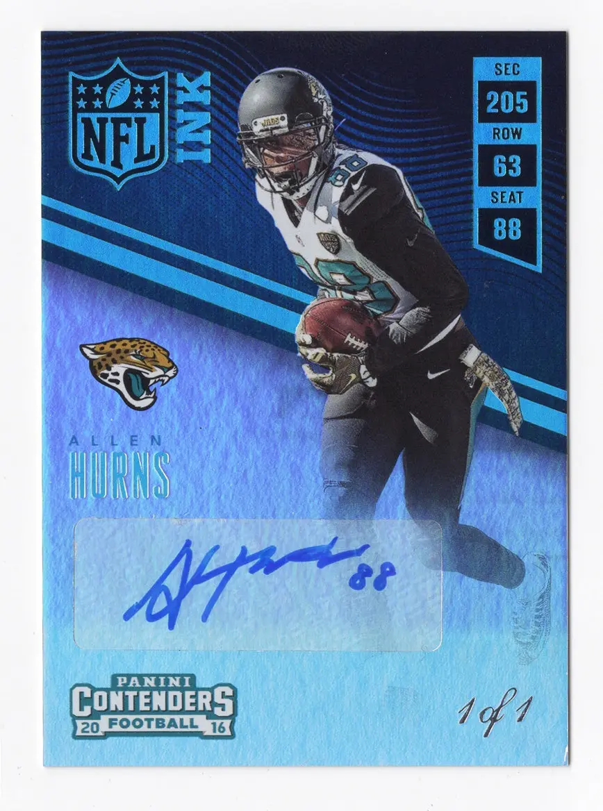 Allen Hurns 2016 Panini Contenders Football Nfl Ink Autograph Jacksonville Jaguars Ultra Rare 1/1 Insert Trading Card 1