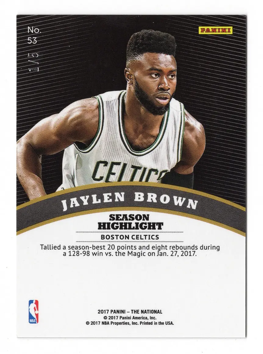 Jaylen Brown 2017 Panini The National Basketball Green Wave Parallel Prizm Ultra Rare Boston Celtics Collectible The National Vip Party Insert Trading Card #1/5 2
