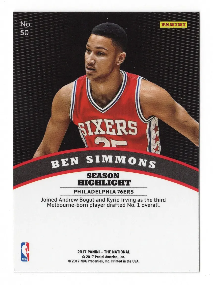 Ben Simmons 2017 Panini The National Basketball Silver Prizm Parallel Rare Philadelphia 76Ers Collectible The National Convention Vip Party Insert Trading Card #50 2