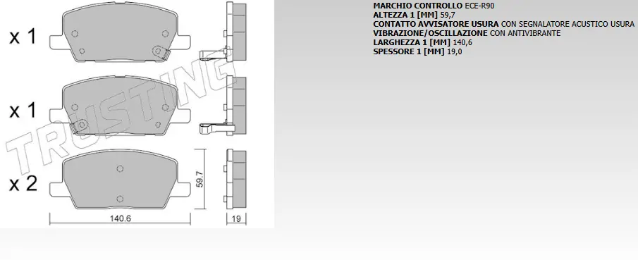1212.0 Pastiglia Posteriore Opel Mokka Trusting 1