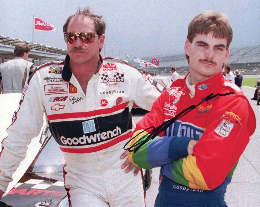 Autographed 1993 Jeff Gordon #24 Dupont Daytona 500 Pit Road With Dale Earnhardt (Rookie Season) Signed 8X10 Inch Picture Nascar Glossy Photo With Coa 1