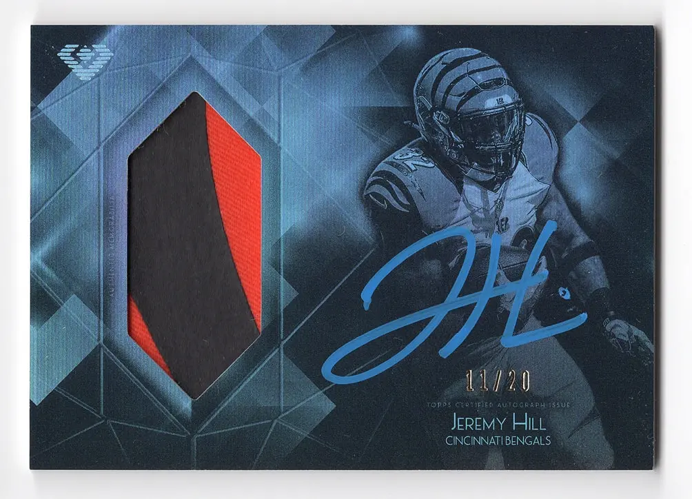 Jeremy Hill 2015 Topps Diamond Football Rookie 2-Color Jersey Patch Autograph (Cincinnati Bengals) Signed Insert Nfl Collectible Trading Card #11/20 1