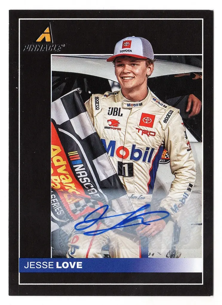 Jesse Love 2022 Panini Chronicles Racing Pinnacle Autograph Signed Nascar Collectible Insert Trading Card 1