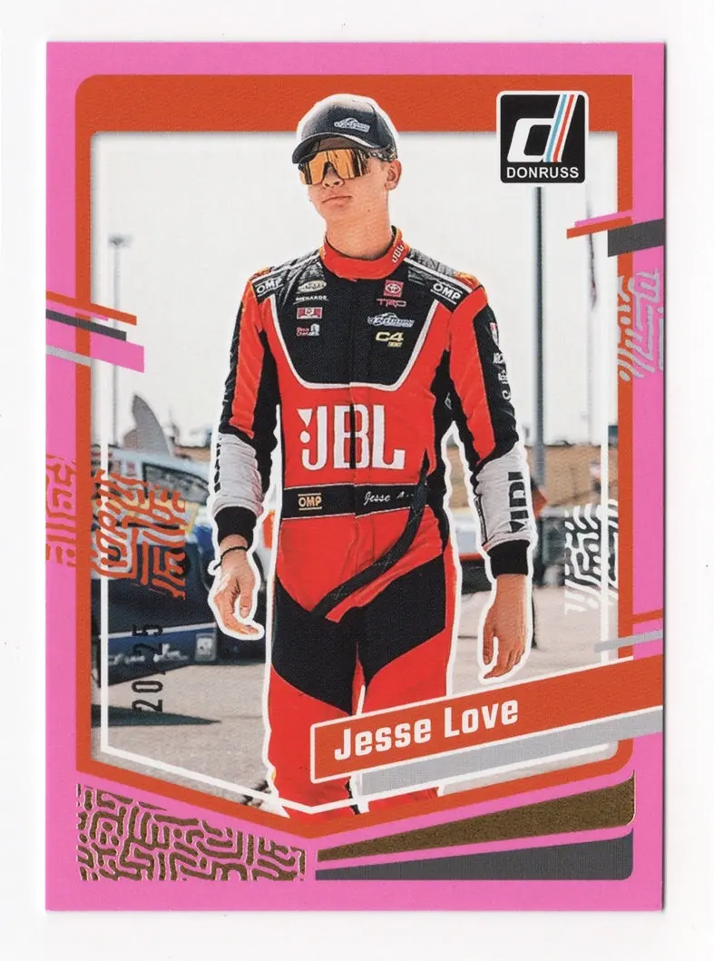 Jesse Love 2024 Donruss Racing Pink Insert Rare Short Print Insert Nascar Collectible Insert Trading Card #20/25 (Only 25 Made) 1