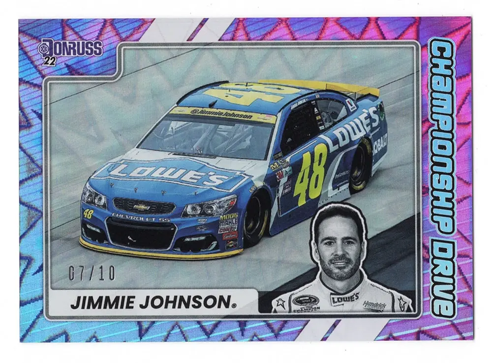 Jimmie Johnson 2022 Donruss Racing Championship Drive Rare Parallel Insert Nascar Collectible Trading Card #07/10 (Only 10 Made) 1