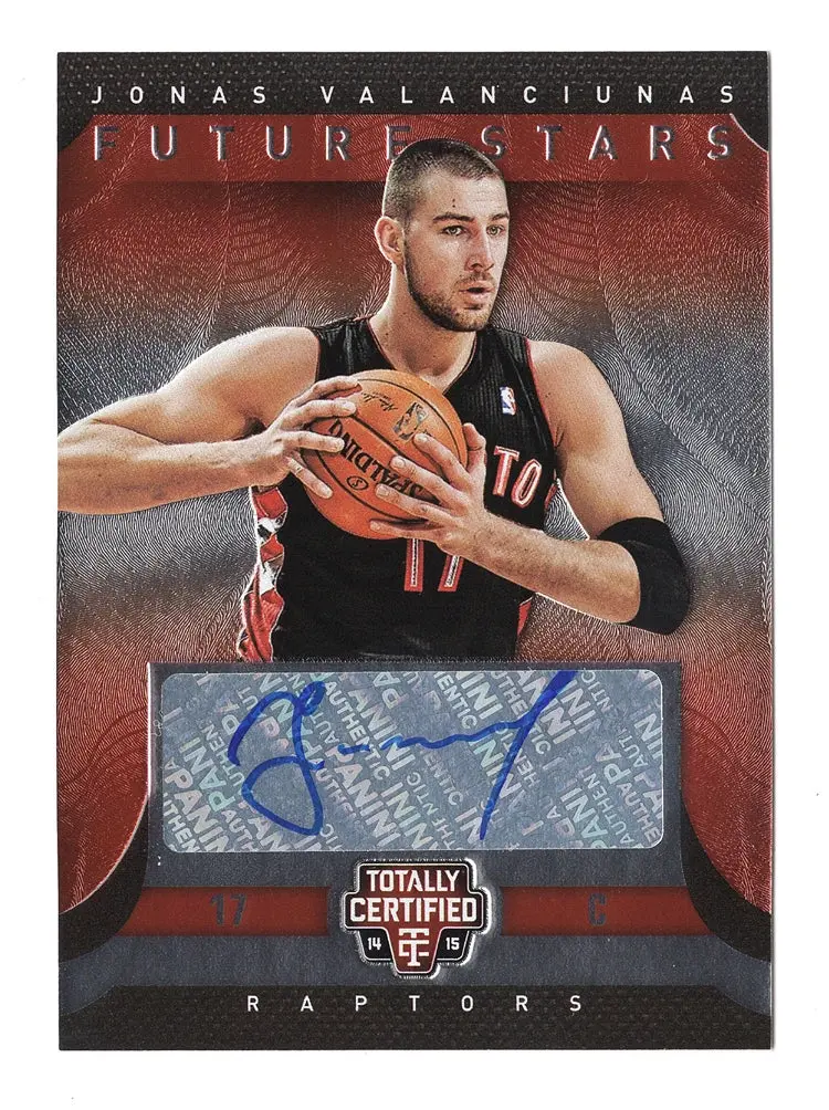 Jonas Valanciunas 2014-15 Panini Totally Certified Basketball Future Stars Autograph Parallel Collectible Signed Insert Trading Card #44/99 (Only 99 Made) 1