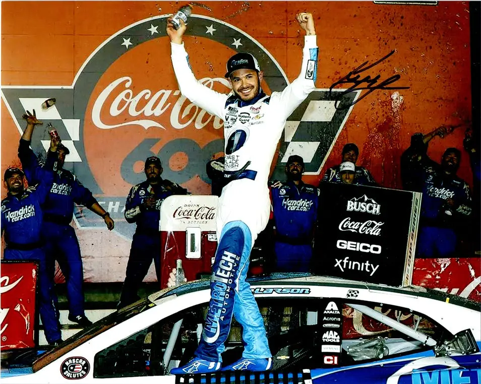 Autographed 2021 Kyle Larson #5 Hendrick Cars Coca-Cola 600 Race Win (Charlotte Motor Speedway) Championship Season Signed 8X10 Inch Nascar Glossy Photo With Coa 1