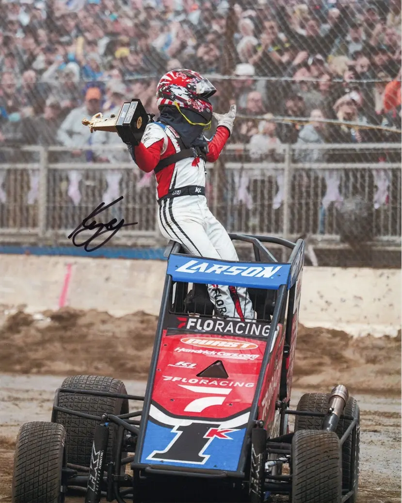Autographed 2025 Kyle Larson #1K Flo Racing / Chili Bowl Nationals Signed 8X10 Inch Picture Nascar Glossy Photo With Coa 1
