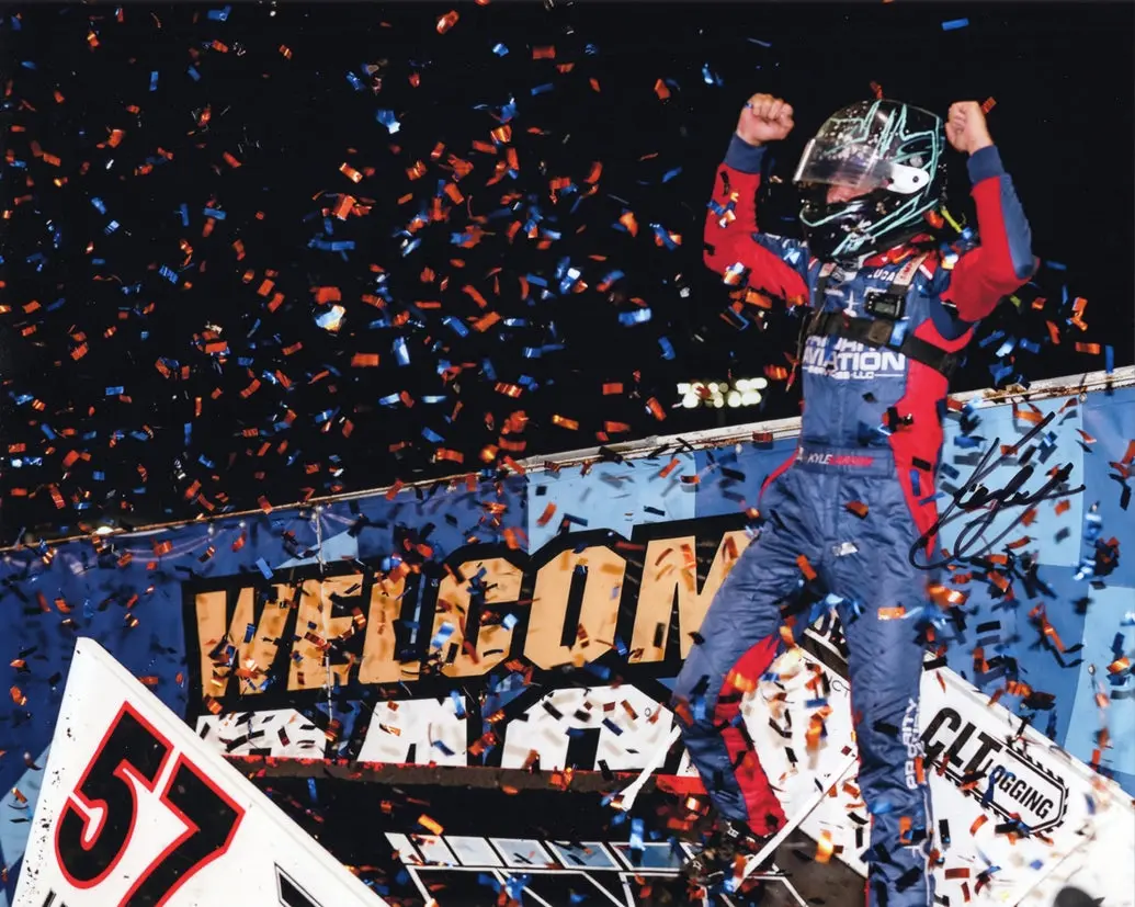 Autographed 2020 Kyle Larson #57 Knoxville All-Star Win (Dirt Racing Sprint Car) Signed 8X10 Inch Picture Nascar Photo With Coa 1