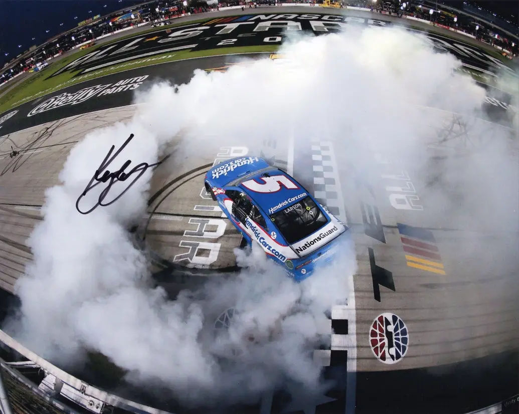 Autographed 2021 Kyle Larson #5 Texas All-Star Race Win (Victory Burnout) Signed 8X10 Inch Picture Nascar Glossy Photo With Coa 1
