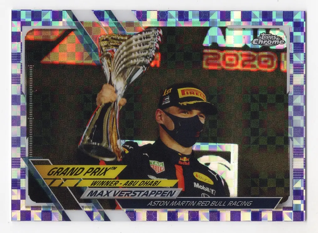 Max Verstappen 2021 Topps Chrome F1 Purple Checker Flag Refractor Formula 1 Rare Collectible Insert Trading Card #194/199 (Only 199 Made!) 1