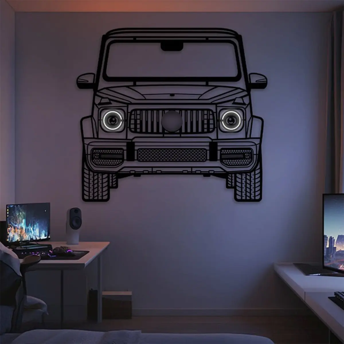 2019 G63 Amg Front View Metal Neon Car Wall Art - Mtn0106 1
