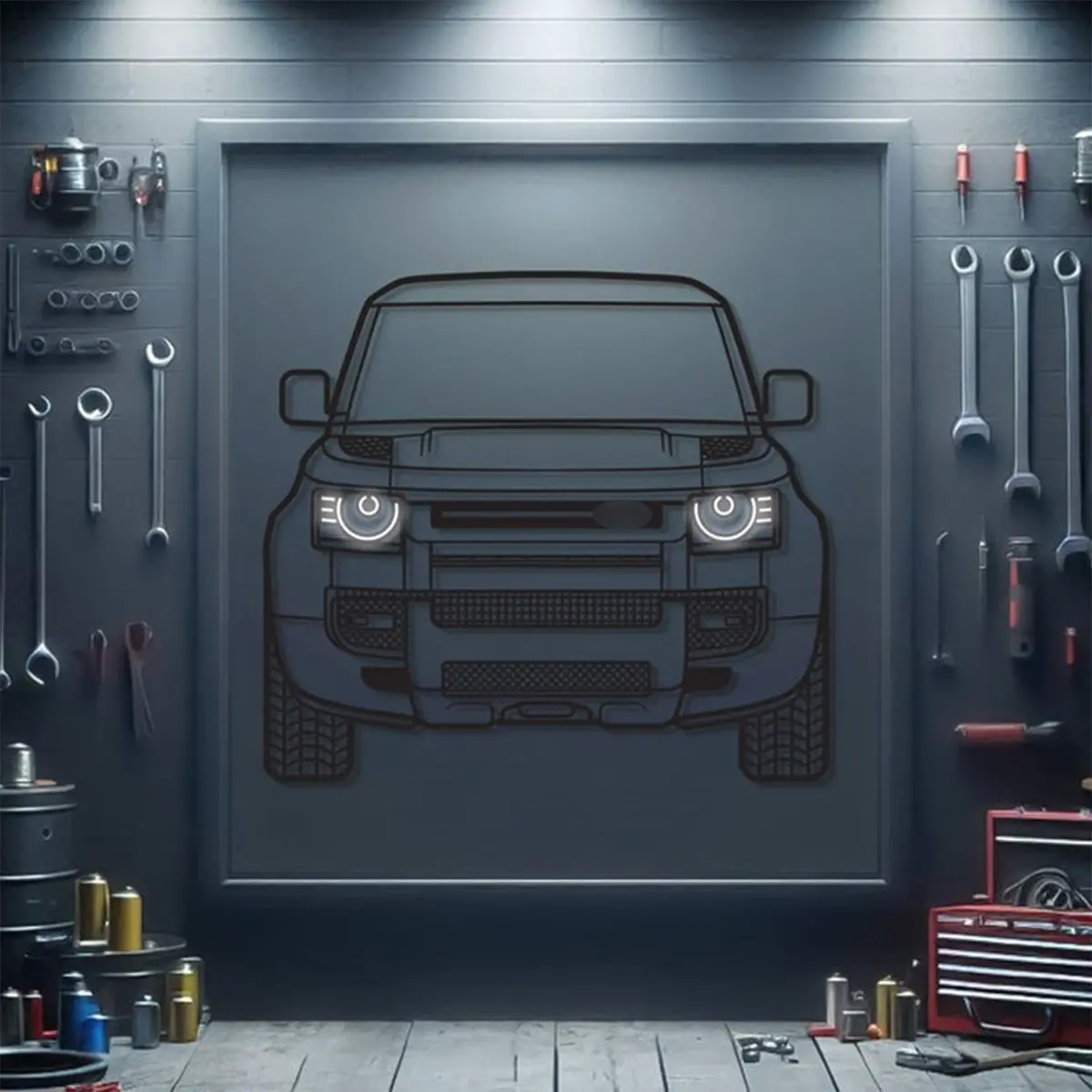 2020 Defender Front View Metal Neon Car Wall Art - Mtn0107 1
