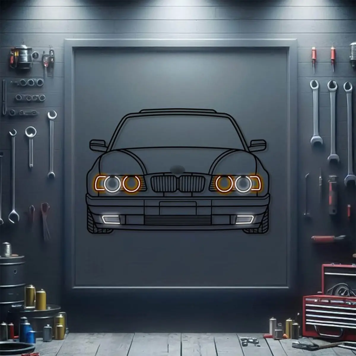 1994 Bmw 530I Front View Metal Neon Car Wall Art - Mtn0165 1