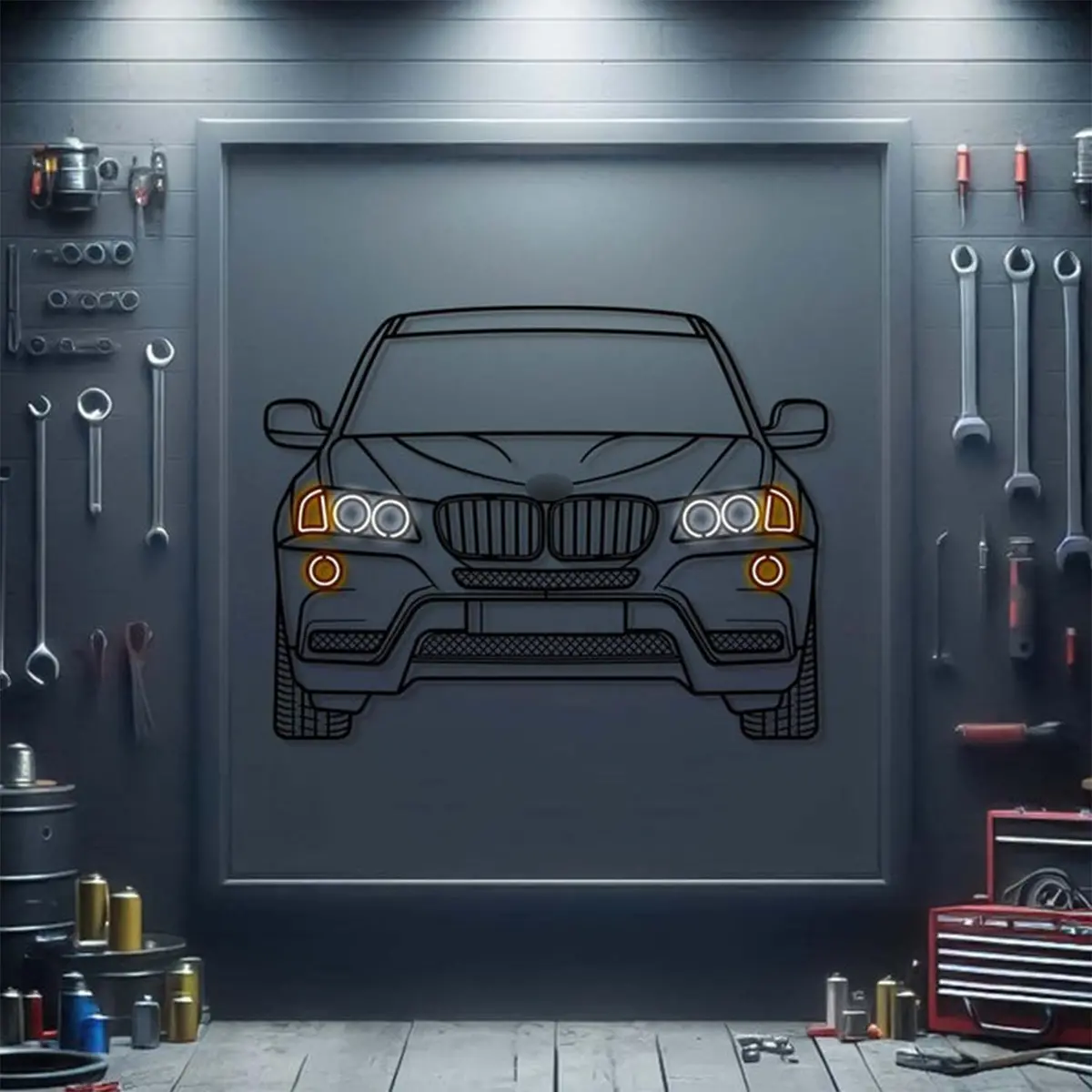 2011 Bmw X3 Xdrive Front View Metal Neon Car Wall Art - Mtn0169 1