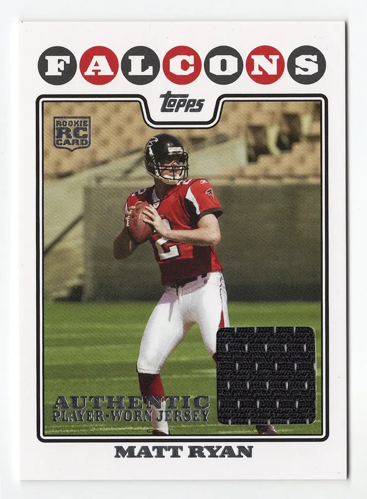 Matt Ryan 2008 Topps Football Rookie Jersey Relic (Authentic Player-Worn Memorabilia) Insert Parallel Trading Card #2 Of 6 1