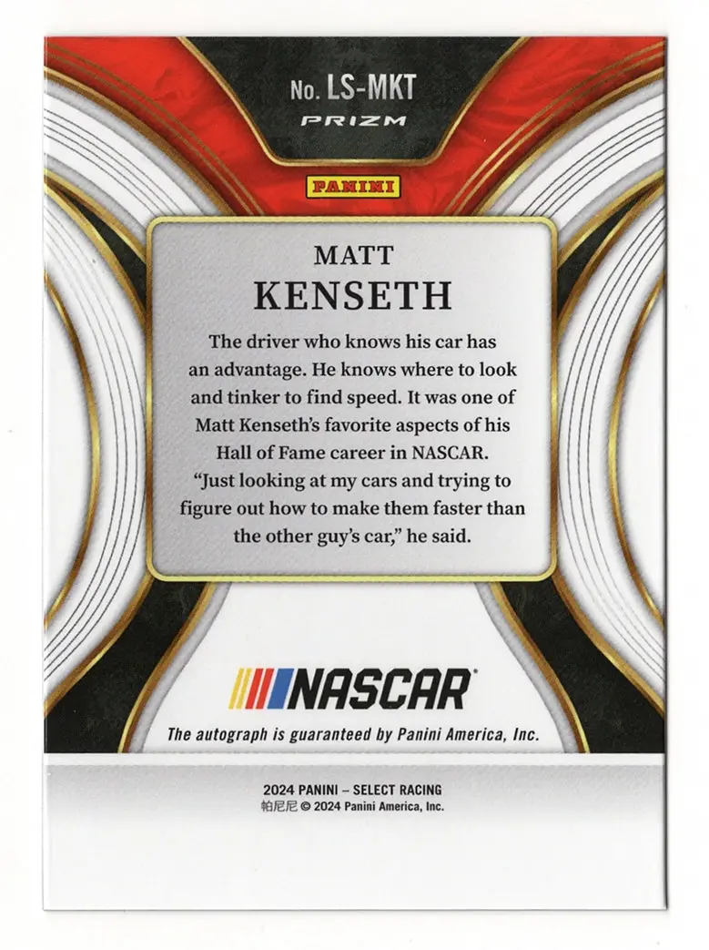 Matt Kenseth 2024 Panini Select Racing Legendary Autograph (Silver Prizm) Signed Nascar Collectible Insert Trading Card 2