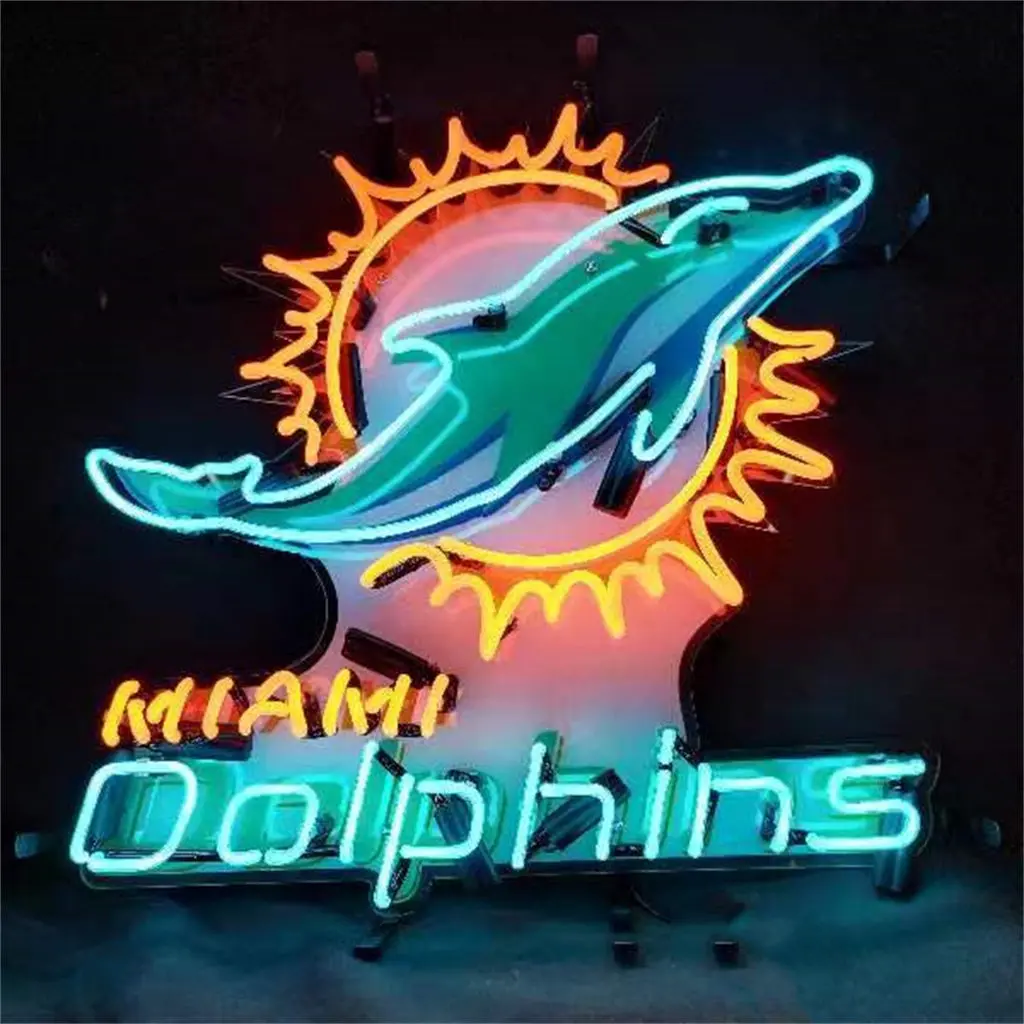 Miami Dolphins With Acrylic Logo Neon Signs Light 1