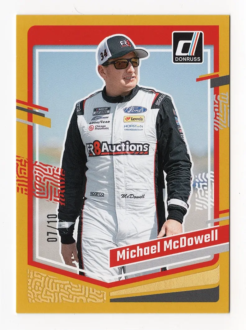 Michael Mcdowell 2024 Donruss Racing Rare Gold Insert Nascar Collectible Insert Trading Card #07/10 (Only 10 Made) 1