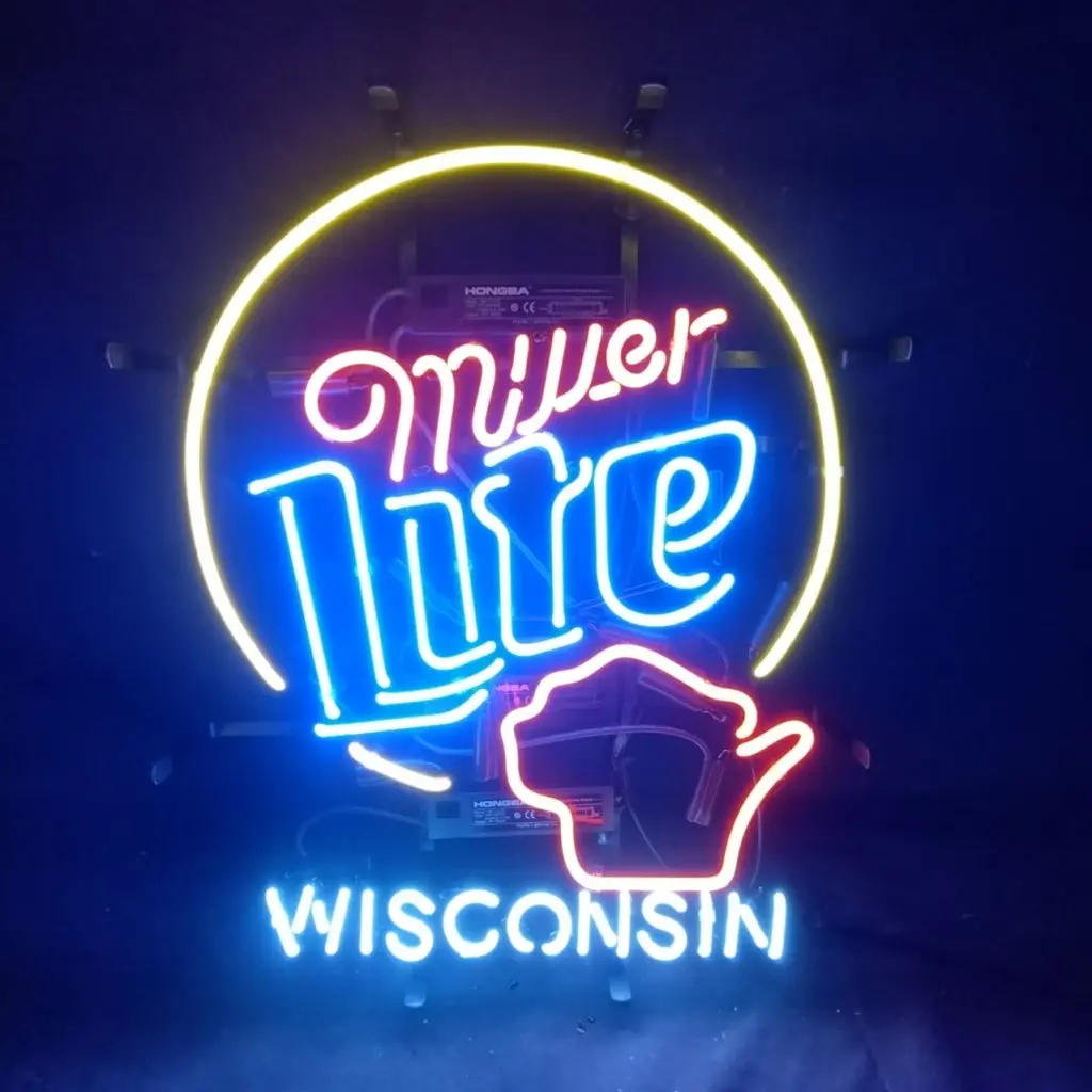 Miller Lite &Wisconsin State Neon Signs 1