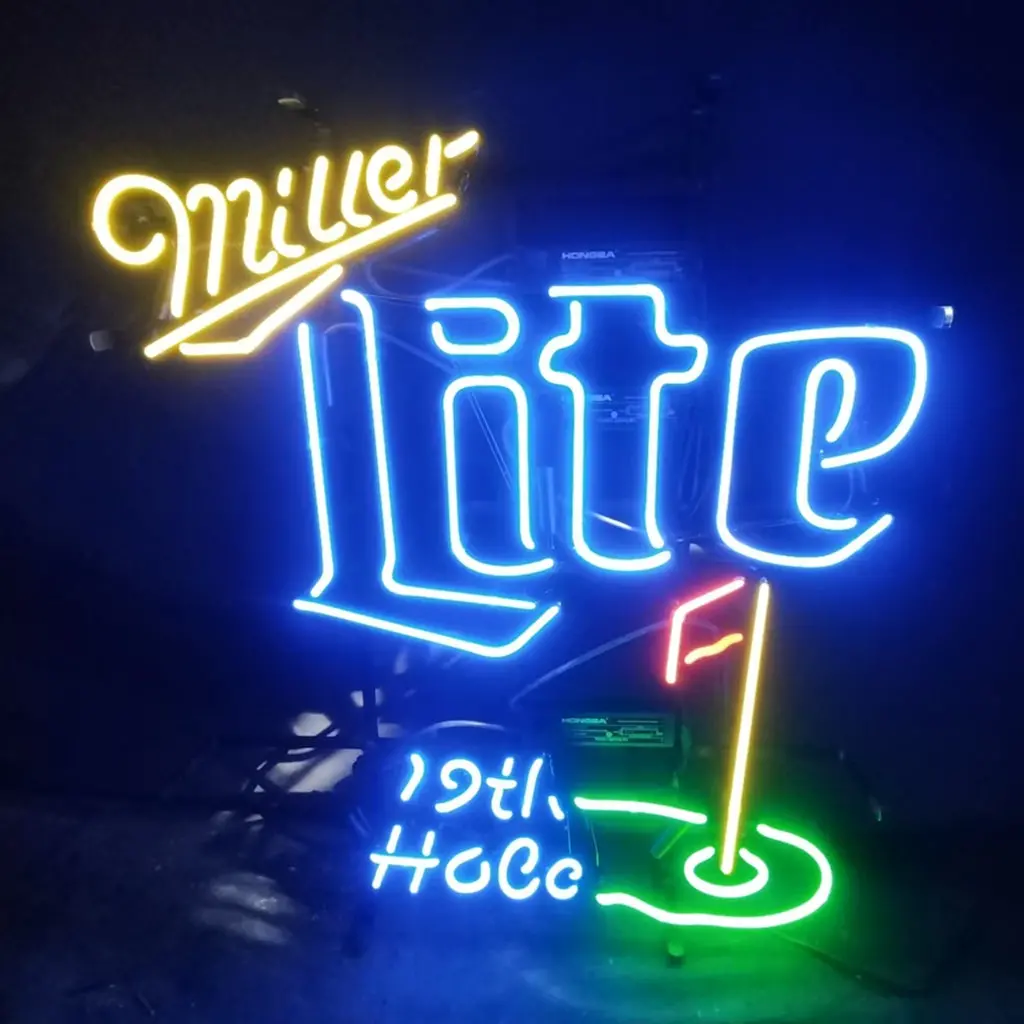 Yellow Miller Lite 19Th Hole Neon Signs 1