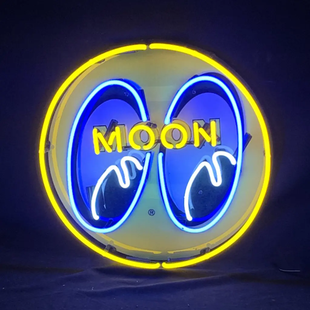 Moon And Eyes In Yellow Neon Signs Light 1