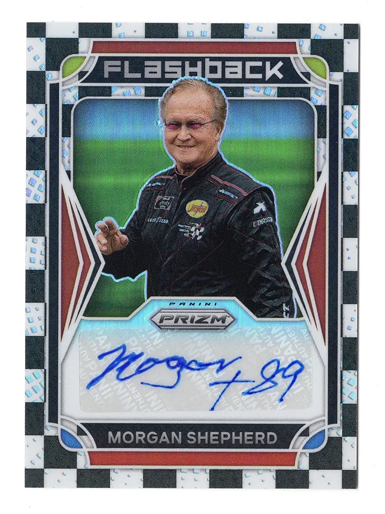 Morgan Shepherd 2022 Panini Prizm Racing Checkered Flag Prizm Autograph (Flashback) Signed Nascar Collectible Insert Trading Card #06/50 1