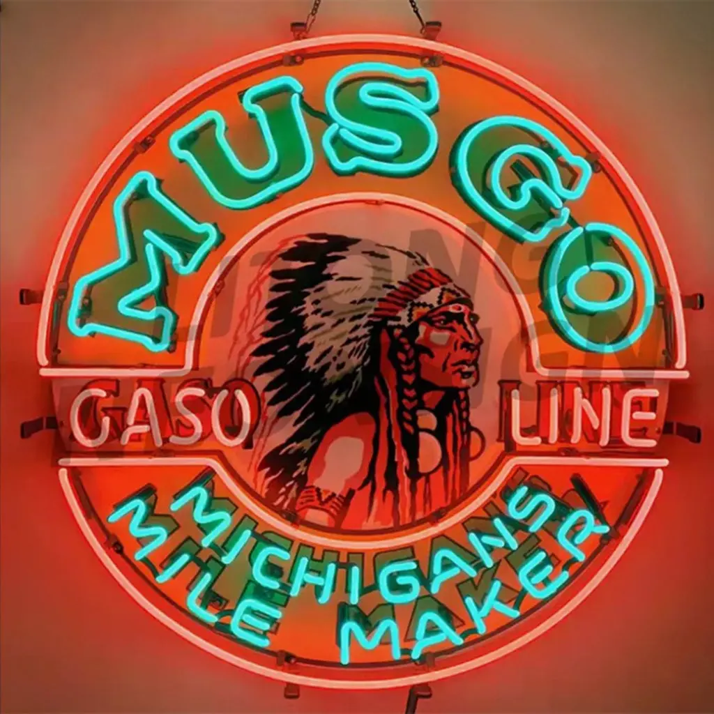 Musgo Gasoline Michigans Mile Maker Neon Signs 1