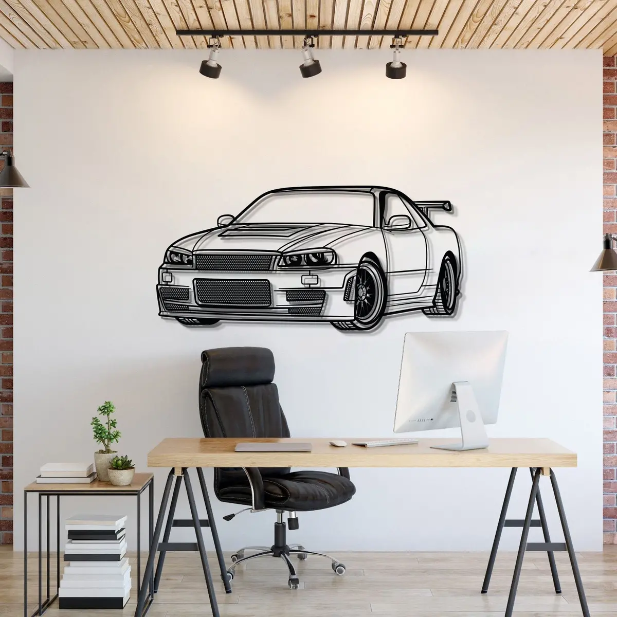 Gt-R R34 Perspective Metal Car Wall Art - Mt0457 1