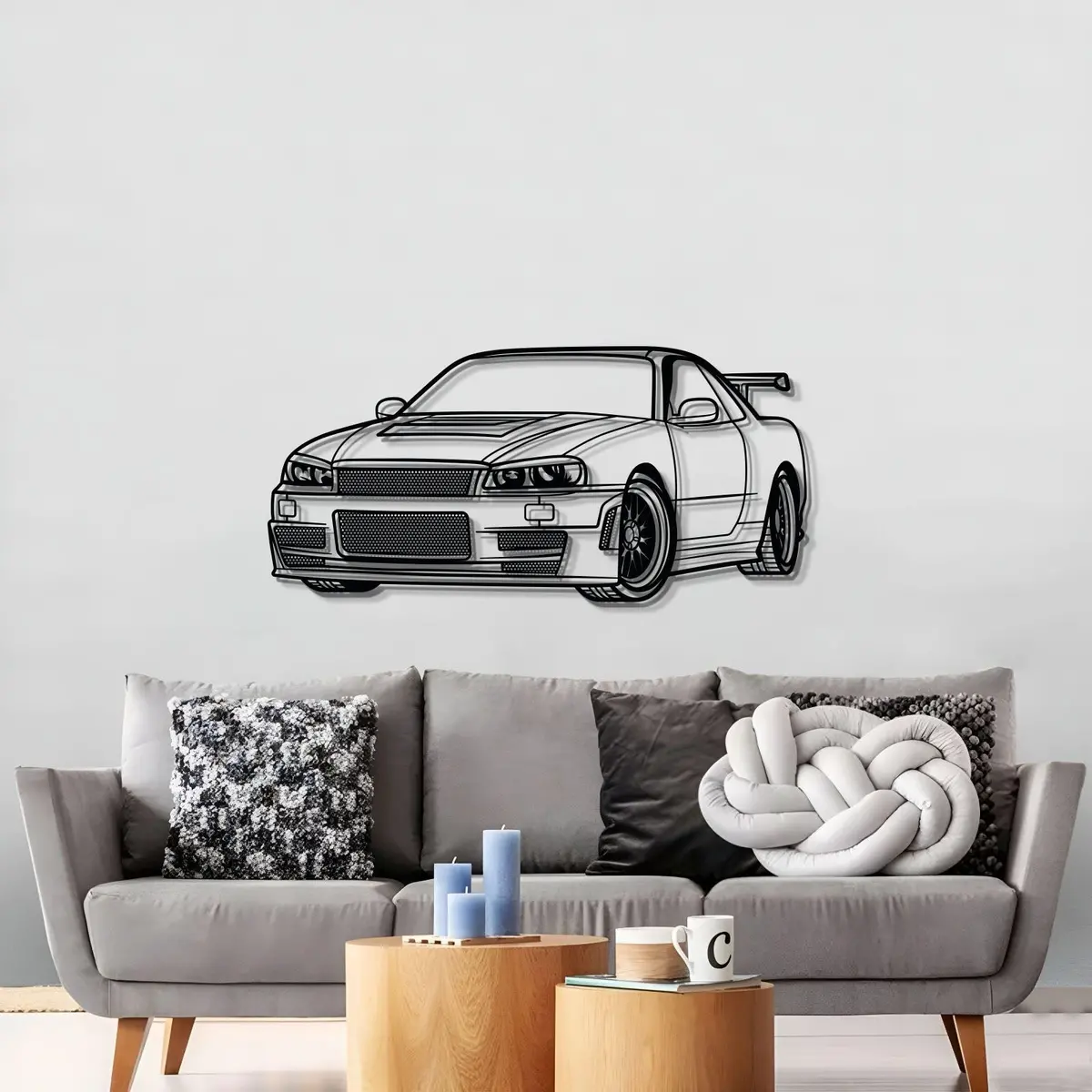 Gt-R R34 Perspective Metal Car Wall Art - Mt0457 3