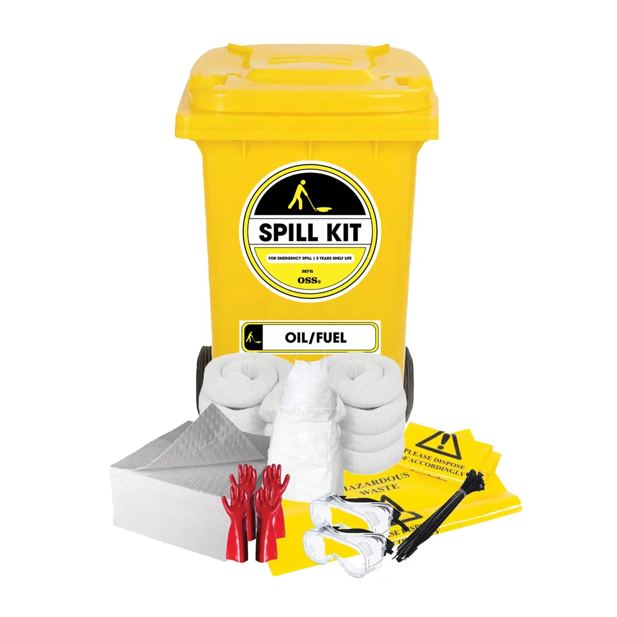 Spill Kit (Oil/Fuel) - 120 Litres (Wheelie Bin Type) 1
